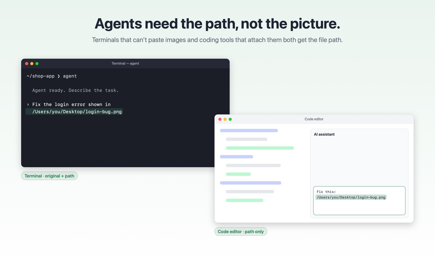 Agents need the path, not the picture.